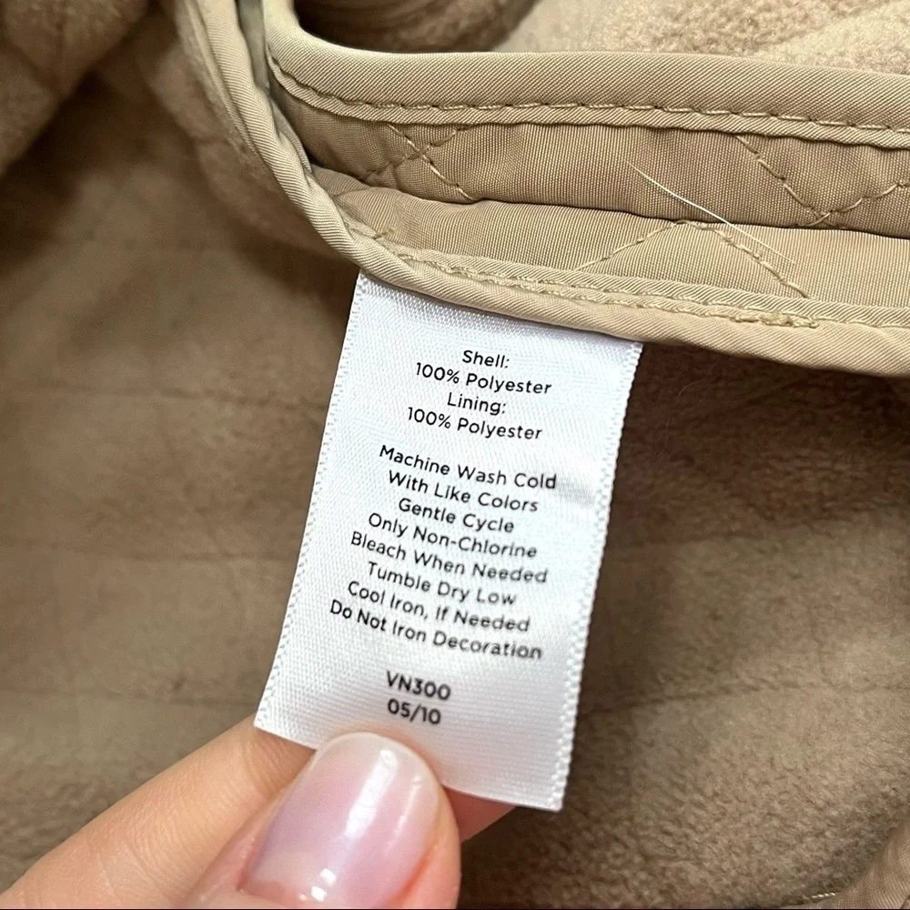 Talbots Diamond Quilted Fleece Lined Tan Vest Corduroy Detail Size, Petite Small